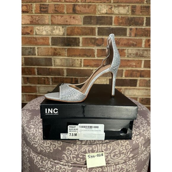 INC Women's Firah Rhinestone T-Strap Heels Shoes Silver Size 7.5 Medium - Picture 5 of 5